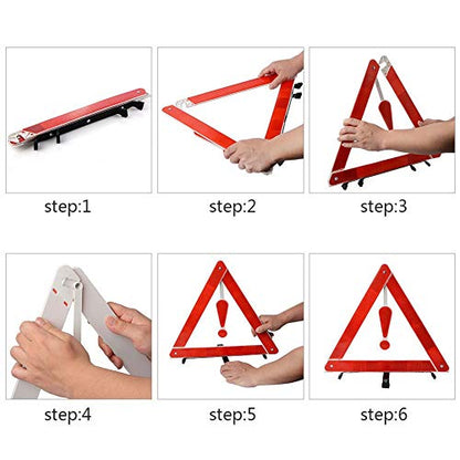 Triangle Reflector,Universal Foldable Emergency Car Truck Van Warning Triangle Signs Road Safety Reflective Exclamation Point Sign Triangle Warning Kit Tool with Carrying Case (5 Pack) - size: 5 Pack