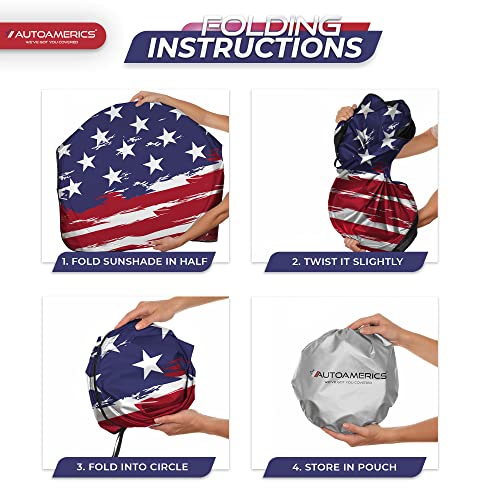 Autoamerics 1-Piece Windshield Sun Shade USA Art Flag - 2 American Design - Foldable Car Front Window Sunshade for Most Sedans SUV Truck - Blocks Max UV Rays and Keeps Your Vehicle Cool - Small - color: USA ART FLAG-2, size: SMALL = 59 x 28.5 inches