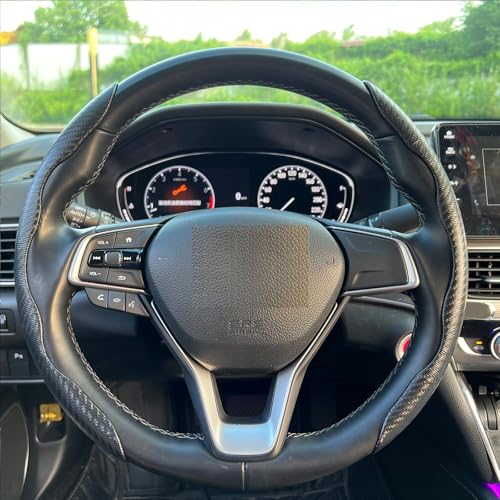 Steering Wheel Cover, Car Carbon Fiber Steering Wheel Cover, Wheel Cover for Men/Women, Universal Fit for 99% Car Steering Wheel,Steering Wheel Accessories (Carbon Fiber-Black) - color: Carbon Fiber-Black