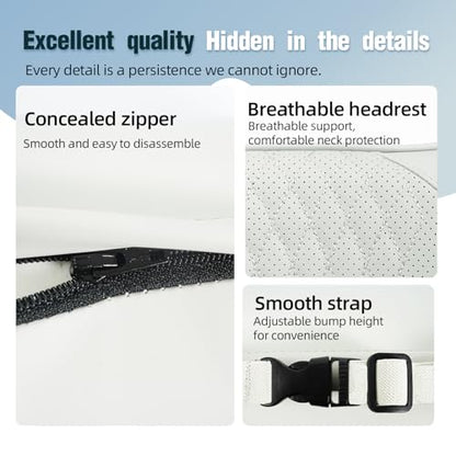 Car Neck Pillow 2-Pack - Premium Memory Foam Headrest with Soft Nappa Leather Feel, Ergonomic Support for Long Drives, Fits Most Vehicles (2, Grey) - color: Grey