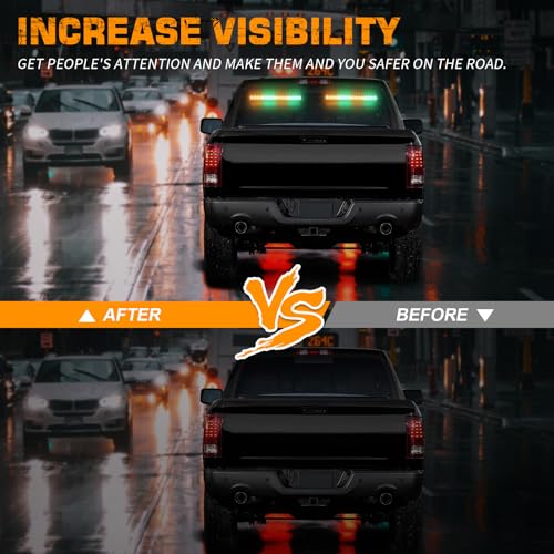 XRIDONSEN 2 in 1 Amber Green Emergency Lights Traffic Advisor Light Bar 144 LED Warning Safety Strobe Interior Front Dash Windshield Rear Window Lights for Trucks Construction Vehicles (2x17.7 inch) - color: Amber/Green
