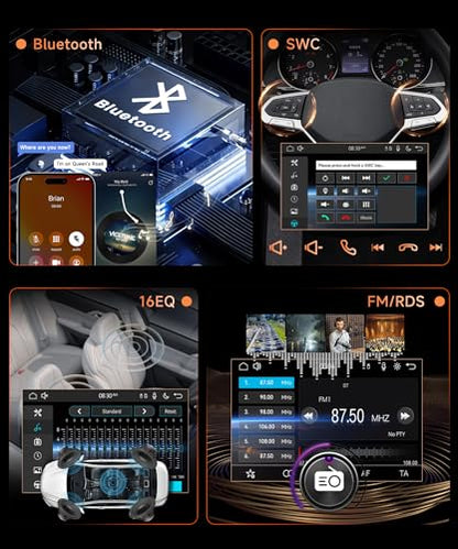 MAHVEC 10.4'' Single Din Car Stereo with Wireless CarPlay Android Auto, HD Rotation Touchscreen Radio with Bluetooth, USB, Mirror Link, SWC, Car Play, FM/RDS Radio, Backup Camera