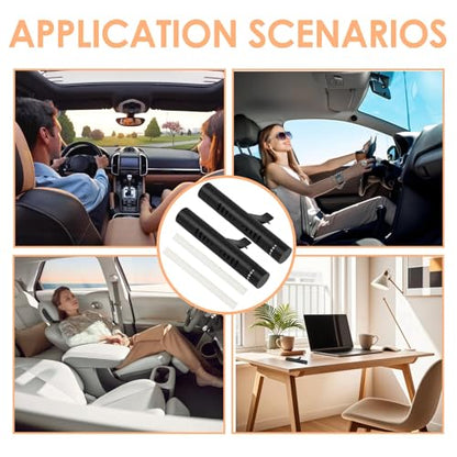 2 Pcs Car Air Essential Oil Diffuser Vent Clip with 12 Pcs Odorless Refill Sticks, Premium Aluminum Air Freshener Diffuser Suitable for Cars, Office, Kitchen (Black, 2 Pcs)