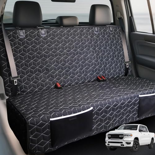 Meginc Dog Car Seat Covers for Back Seat,Waterproof Pet Bench Seat Covers for Trucks Ford f150/Ram1500/Nissan Frontier/Toyota Tacoma/GMC Canyon/Silverado Scratch Nonslip Truck Seat Cover for Dogs - color: Bench-Black