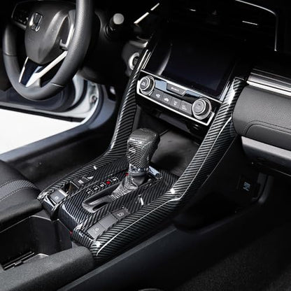 YINGTUU for Honda Civic Accessories 10th Gen 2016 2017 2018 2019 2020 2021 Side Gear Shift Panel Frame Trims Carbon Fiber Pattern - color: Side Gear Shift Panel Strips Trims