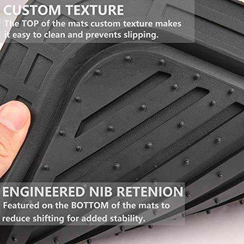 CAR PASS Heavy Duty Rubber Floor Mats 4-Piece Car Mat Set - Universal Waterproof Carbon Fiber Floor Mats for Car SUV Truck, Durable All-Weather Mats(Black) - color: Black