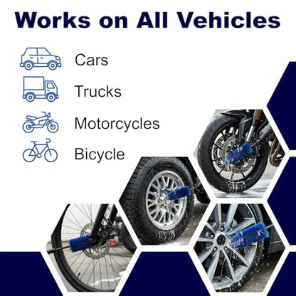 EZ Detail Brush Little - Wheel Rim Cleaner for Cars, Bike, Trucks, Motorcycle, and Other Vehicles. Non-Scratch Auto Detailing Tool, Easily reaches Nook and Crannies - color: Blue