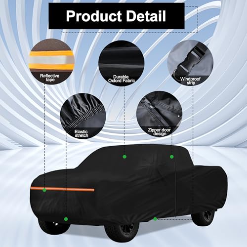 Amooca Heavy-Duty Car Covers Waterproof Sun-Proof All Weather for Automobiles Snow Cover 420D with Door Zipper Cotton Lining Universal Fit for Compact Pickup Truck Length 16.4-18ft - color: A07-Fit Compact Pickup Truck Length 16.4-18ft