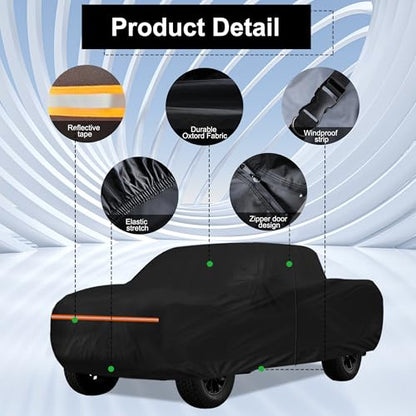 Amooca Heavy-Duty Car Covers Waterproof Sun-Proof All Weather for Automobiles Snow Cover 420D with Door Zipper Cotton Lining Universal Fit for Compact Pickup Truck Length 16.4-18ft - color: A07-Fit Compact Pickup Truck Length 16.4-18ft