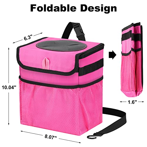 Car Trash Can Foldable Garbage Bin Leakproof 2.3 Gallons Car Trash Bag Pink - color: Pink, size: M-1PCS