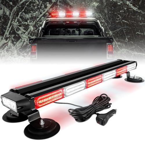 ASPL 26inch 126 LED Rooftop Emergency Strobe Lights Bar Double Side Flashing Safety Warning Traffic Advisor Light Bar Hazard Snow Plow Light for Work Trucks Vehicles Construction Tow Pickup(Red/White) - color: Red/White