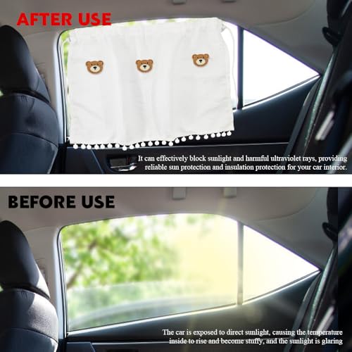 Car Side Window Sun Shade Privacy Curtain for Baby, Suction Cup Window Shade, 25"x18" Car Cartoon Sunshade Protector Heat Blocker Cover, Privacy Curtain for Kids Women (Three Bears) - color: Three Bears