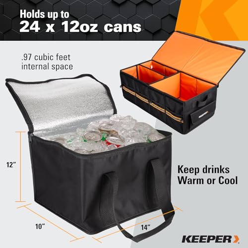 KEEPER Extra Large Trunk Organizer with Cooler, 70L, Multi-Compartment Collapsible Car Organizers and Storage, Non-Slip Bottom, Suitable for SUV, Minivan, and Cars - size: Extra Large (70L) with Cooler