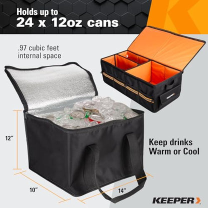 KEEPER Extra Large Trunk Organizer with Cooler, 70L, Multi-Compartment Collapsible Car Organizers and Storage, Non-Slip Bottom, Suitable for SUV, Minivan, and Cars - size: Extra Large (70L) with Cooler