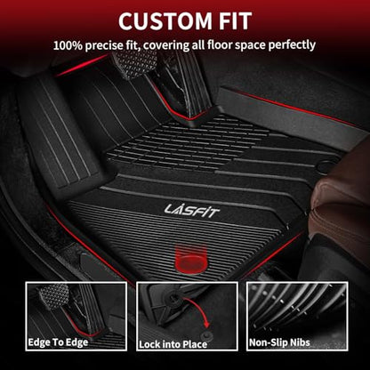 LASFIT Floor Mats Fit for 2020-2025 2026 BMW X6 G06 M M50i M60i sDrive40i xDrive40i, Custom Fit TPE All Weather Waterproof Floor Liners Front & Rear Rows Car Mat, Black - size: 4) X6 2020-2026 | Floor Mats