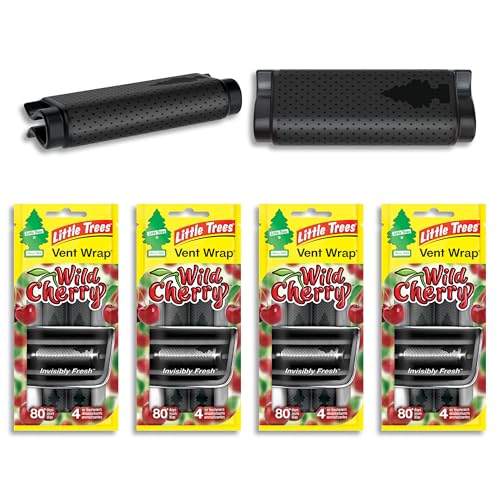 LITTLE TREES Car Air Freshener | Vent Wrap Provides Long Lasting Scent, Invisibly Fresh | 16 Air Fresheners | Wild Cherry - color: Wild Cherry