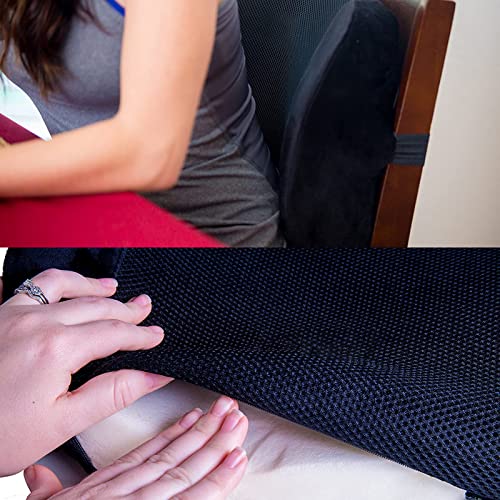MEKBOK Memory Foam Lumbar Support Pillow Back Cushion Designed for Lower Back Pain Relief by - Provides Maximum Back Support for Car, Home/Computer/Office Chair, Recliner - Adjustable Strap