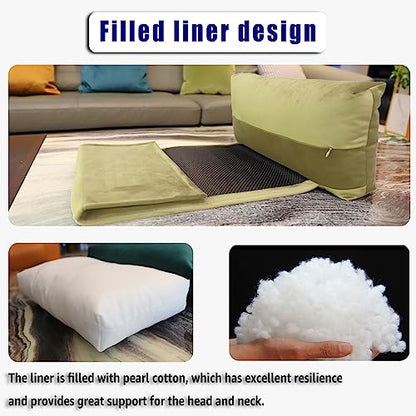 Non-Slip Head Pillow for Recliners - Neck Support Cushion with Velvet Cover for Pain Relief at Home, Office and Travel (Beige) - color: Beige