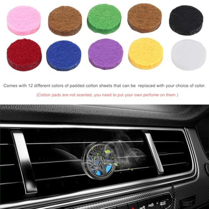 KVAEY 2PCS 30mm Car Diffuser Vent Clips, Tree of Life Aromatherapy Essential Oil Diffuser Locket with 12 Felt Pads, Stainless Steel Car Diffuser Locket Air Freshener (Black)