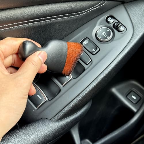 Car Detailing Brush, Soft Bristle Cleaning Brush, Scratch-Free Auto Duster Tool for Dashboard, Air Vents, Leather & Interior Cleaning (Black&Dark Brown) - color: Black&Dark Brown
