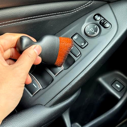 Car Detailing Brush, Soft Bristle Cleaning Brush, Scratch-Free Auto Duster Tool for Dashboard, Air Vents, Leather & Interior Cleaning (Black&Dark Brown) - color: Black&Dark Brown