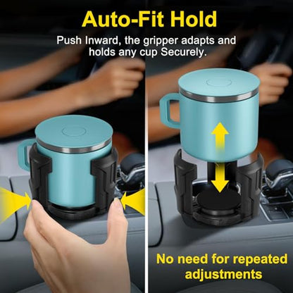 Cup Holder Expander (Adjustable Holder & Base, Auto-Fit Hold, One Button Open), Car Cup Holder Expander for Yeti, Hydro Flask, Nalgene, Owala, Bottles in 2.6"- 4.8" (Black, 2 Pack) - color: Black, size: 2 Pack