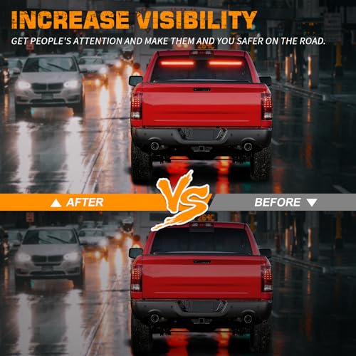 XRIDONSEN 2 in 1 Red Emergency Strobe Traffic Advisor Light Bar 144 LED Warning Safety Interior Dash Windshield Lights Deck Split Mount for Police Volunteer Firefighter Vehicles Trucks (2x17.7 inch) - color: Red