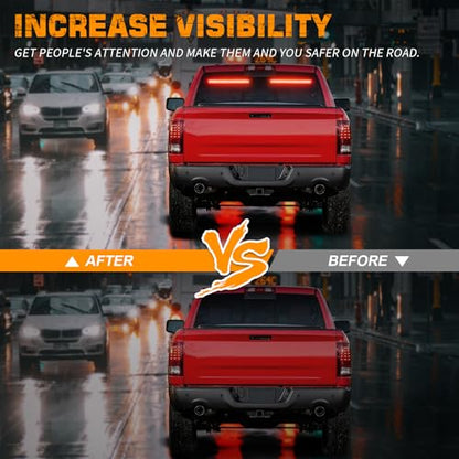 XRIDONSEN 2 in 1 Red Emergency Strobe Traffic Advisor Light Bar 144 LED Warning Safety Interior Dash Windshield Lights Deck Split Mount for Police Volunteer Firefighter Vehicles Trucks (2x17.7 inch) - color: Red