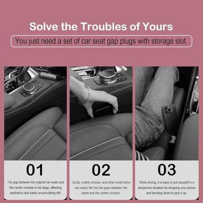Car Seat Gap Filler 2 Pack, Auto Seat Side Gap Filler Organizer with Storage Slot & Hook, 3 in 1 Carseat Gap Spacer Plug Strip Universal Fit Car SUV Truck Fill The Gap Between Seats & Console, Black - color: Black, Hook