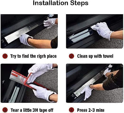4 Pcs Stainless Steel Car Door Sill Strip for Infiniti Q50 2014-2024, Stainless Steel Car Door Sill Scuff Plate Guard Car Door Kick Plates