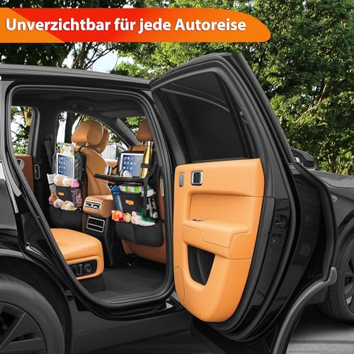 SURDOCA Backseat Car Organizer with Foldable Tray for Kids & Adults – NEW MODEL Seat Storage with Touchable Tablet Pocket, Roadtrip Essentials – Fits Most Vehicles - color: Black (2 Pack)