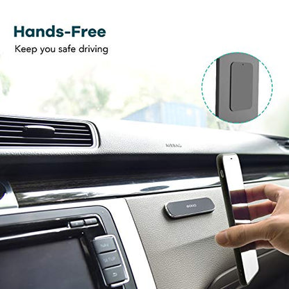 OQTIQ [2 Pack] Magnetic Car Mount, Phone Magnet for Car, Universal Stick On Rectangle Flat Dashboard Car Phone Magnet Mount for Cell Phones and Mini Tablets (Rectangle Flat) with 2 Metal Plates - color: Black