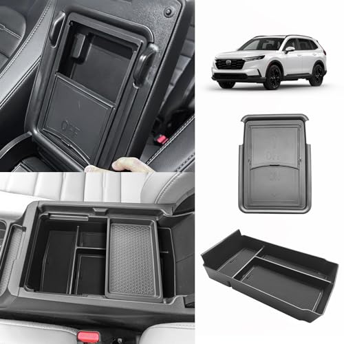 Muslogy Center Console Organizer Compatible with 2023 2024 2025 2026 Honda CRV & CRV Hybrid Tray & Armrest Hidden Storage Compartment 2PCS Set(Console Tray+Hidden Organizer) - style: Console Organizer & Hidden Compartment