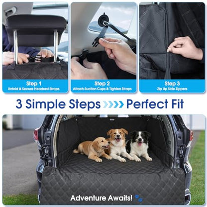 ALLANSING Extra Long SUV Cargo Liner for Dogs - Heavy-Duty 900D Oxford Waterproof Pet Cargo Protector with All-Round Protection & TPU Suction Cups, Fits Full-Size SUVs and Minivans - size: Extra Large (No Zipper)