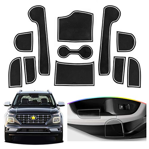 SKTU for 2020 2021 2022 2023 2024 2025 2026 Hyundai Venue Door Slot Mat Non-Slip Interior Door Groove Gate Pad Fit 2024 2025 2026 Venue Accessories Door Compartment Cup Center Console Liners (White) - color: for 2020-2026 Venue White