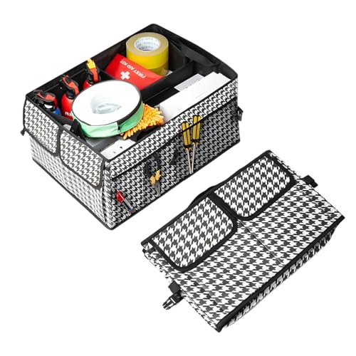 ZIMISI Car Trunk Organizer, Waterproof 600D Oxford Cloth Backseat Car Organizer, Large-capacity Collapsible Multi Compartment Automotive Consoles & Organizers, Travel Accessories for Most Cars (Grid) - color: Grid