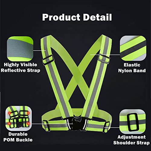 Reflective Vest, High Visibility Safety Vest Straps Reflective Gear for Night Running Walking Cycling for Men Women Kids - color: Green+blue