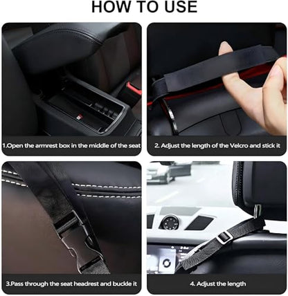Car Net Pocket Handbag Holder，Purse Holder for Between Seats，Leather Seat Back Organizer Mesh Large Capacity Bag，Handbag Between The Two Seats - color: Black