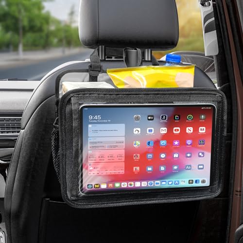 Car Seat Back Organizer Tablet Holder, Vehicle Front Seat, Personal Travel Storage Bag For Adults & Kids Car Accessories Interior & Travel Essentials(Black) - color: Black