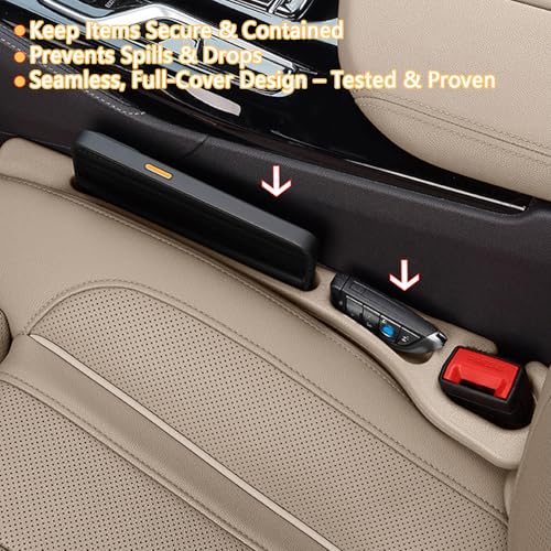 Car Seat Gap Filler Organizer of 2 - No Drop Seat Guard, Universal Car Seat Gap Filler, Durable Non-Slip Material, Easy 10-Second Install for Cars, Trucks & SUV(Beige) - color: Beige