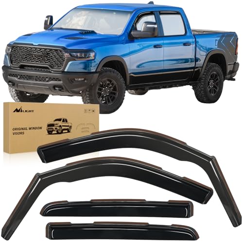Nilight in Channel Rain Guards for Dodge RAM 1500 2019-2026 Crew Cab Side Window Vent Visors for Rainy Weather, Highway Driving, Sun Glare & Wind Noise Reduction-4pcs - size: RAM 1500 2019-2026 Crew Cab