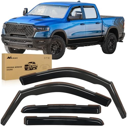Nilight in Channel Rain Guards for Dodge RAM 1500 2019-2026 Crew Cab Side Window Vent Visors for Rainy Weather, Highway Driving, Sun Glare & Wind Noise Reduction-4pcs - size: RAM 1500 2019-2026 Crew Cab