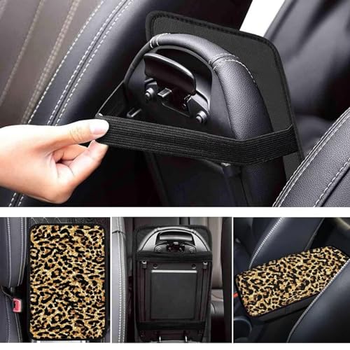 Dreaweet Cheetah Print Car Accessories Car Center Console Cover Universal Car Armrest Cover Pad Soft Comfortable Center Console Cover Replacement - color: Cheetah Print