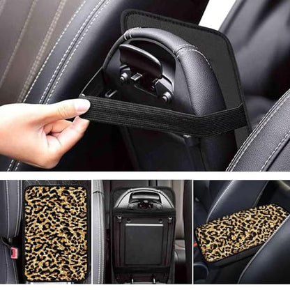 Dreaweet Cheetah Print Car Accessories Car Center Console Cover Universal Car Armrest Cover Pad Soft Comfortable Center Console Cover Replacement - color: Cheetah Print