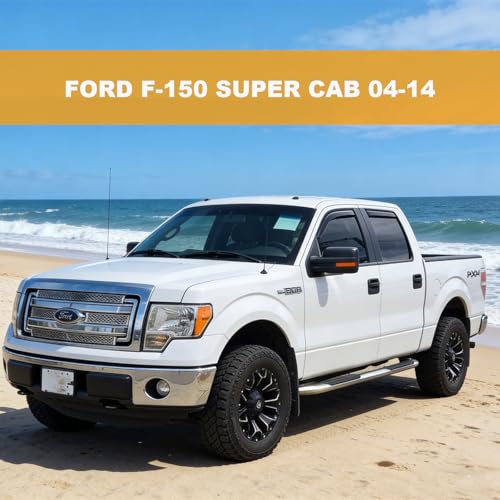 in-Channel Window Rain Guards Window Visors Vent Deflectors Compatible with 2004-2014 Ford F-150 Super/Extended Cab, Wind Deflector Smoke 4PCS 94738 - size: For 2004-2014 Ford F-150 Extended Cab