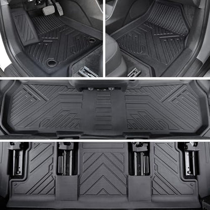 Floor Mats Set for 2024 2025 2026 Chevy Traverse & 2025 2026 Buick Enclave 7 Seats Captain Chairs, TPE All Weather Cargo Liner Trunk Mat Door Sill Guards Car Accessories - style: 24-26 7 Seats-Full Mats Set