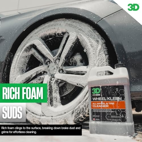 3D Wheel Kleen - High-Foaming Wheel & Tire Cleaner, Removes Brake Dust, Road Grime & Grease, Safe for All Factory Wheels & Calipers, Professional-Grade - 1 Gallon - size: 128 Fl Oz (Pack of 1)