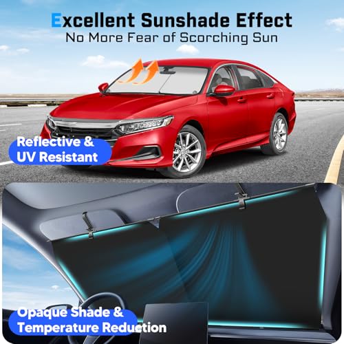 KUST Upgraded 2 Pack Retractable Automotive Sunshade Car Window Sunshades (Not fit for Truck), Adjustable Auto Thickened Sunshade, Car Accessories for All Season, Black and Silver, Blocks UV Rays - size: Universal Automatic Sunshades