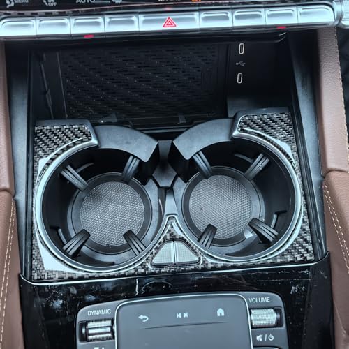 NVCNX Carbon Fiber Accessories for Mercedes Benz GLE GLS 350 450 450e 580 53 63 S AMG 2020-2026 2021 2022 2023 2024 2025 Center Console Cup Holder Cover Interior Trim Thick Overlay Sticker Decal 1PC - color: Center Console Cup Holder Trim
