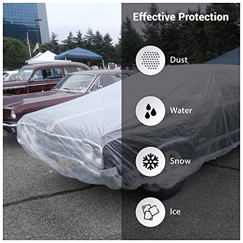 West Lake Car Essential Universal Disposable Clear Plastic Car Cover Suitable for SUV Sedan Mini Van, 24 Feet by 16 Feet Extra Large Size with Elastic Band